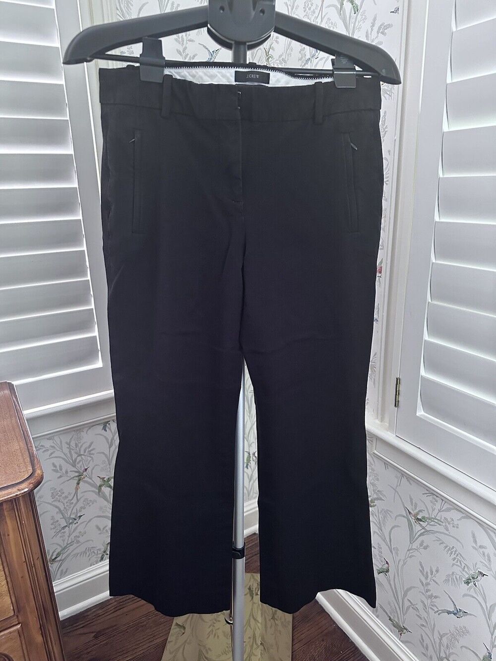 J Crew Womens Wide Leg Flare Black Pants Stretchy Pockets Size 6